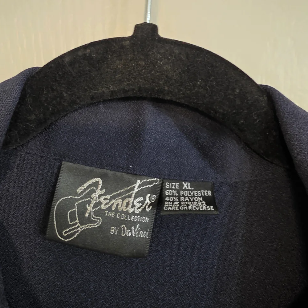 Fender Light Blue and Black Short-Sleeve Button-Down Shirt with Guitar Graphic - Picture 4 of 4